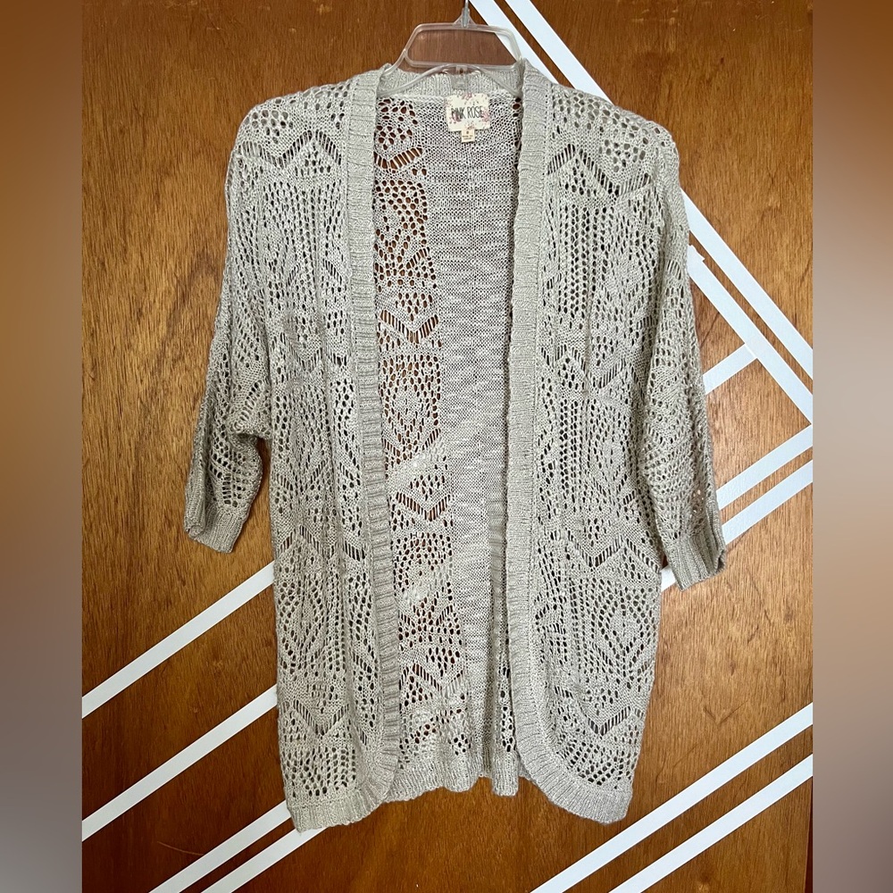 Knit cardigan with 3/4 length sleeves
